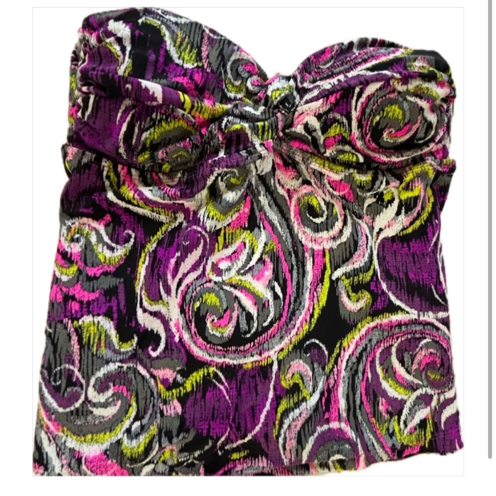 Converse Purple and Black strapless tankini top bathing suit Top Beach Pool